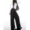 image:imageMakeMeChic Womens Y2K Party Glitter Sequin Pants Low Waisted Sparkly Straight Leg TrousersBlack