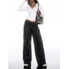 image:imageMakeMeChic Womens Y2K Party Glitter Sequin Pants Low Waisted Sparkly Straight Leg TrousersBlack