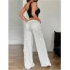 image:imageMakeMeChic Womens Y2K Party Glitter Sequin Pants Low Waisted Sparkly Straight Leg TrousersSilver