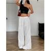 image:imageMakeMeChic Womens Y2K Party Glitter Sequin Pants Low Waisted Sparkly Straight Leg TrousersSilver