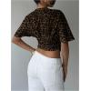 image:imageMakeMeChic Womens Y2k Crop Tops Deep V Neck Dolman Sleeve Tops Cute Summer T Shirt Going Out TopsBrown Cheetah