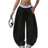 image:imageMakeMeChic Womens Barrel Pants Baggy Wide Leg Sweatpants Y2k Pants StreetwearBlack