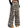 image:imageMakeMeChic Womens Camo Wide Leg Sweatpants Drawstring Low Rise Baggy Y2k Athletic PantsArmy Green