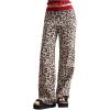 image:imageMakeMeChic Womens Cheetah Print Pants Fall Elastic Waist Wide Leg Retro Knitted TrousersMulticolor