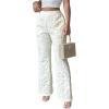 image:imageMakeMeChic Womens Floral High Waist Flare Leg Dress Pants Jacquard Work Office TrousersApricot