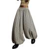 image:imageMakeMeChic Womens Gingham Balloon Pants Baggy Elastic Waist Y2K Harem PantsKhaki