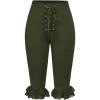 image:imageMakeMeChic Womens Lace Capri Pants Y2k Lace Up Ruffle Crop LeggingsArmy Green