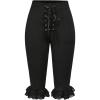 image:imageMakeMeChic Womens Lace Capri Pants Y2k Lace Up Ruffle Crop LeggingsBlack