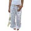image:imageMakeMeChic Womens Pants Pajama Starfish Wide Leg Elastic Waist Tie Front Drawstring Beach Vacation Cover UpWhite