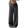 image:imageMakeMeChic Womens Plaid Wide Leg Pants Low Waist Business Trousers with PocketsDark Grey