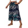 image:imageMakeMeChic Womens Plus Size Boho Pants Floral Wide Leg High Waist Elastic Palazzo Pant Summer VacationBlue