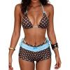image:imageMakeMeChic Womens Polka Dots Triangle Bikini Sets Swim Shorts Y2K Leopard Striped Bathing Suit SwimsuitBow Brown Blue