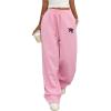 image:imageMakeMeChic Womens Straight Leg Drawstring Sweatpants Slant Pocket Baggy Sports PantsPink