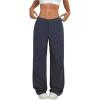 image:imageMakeMeChic Womens Striped Wide Leg Dressy Pants Low Waist Button Business TrousersBlue