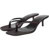 image:imageMakeMeChic Womens Suede Kitten Heels Sandals Thong Open Toe Flip Flop Heeled Sandals Vacation Party Summer ShoesDark Brown