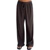 image:imageMakeMeChic Womens Summer Beach Baggy Pants Y2k Drawstring Low Waist Wide Leg Lounge PantsCoffee Brown