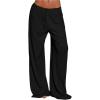 image:imageMakeMeChic Womens Summer Beach Wide Leg Pants Swimsuit Coverup Low Waist Knit Baggy Lounge PantsBlack