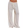 image:imageMakeMeChic Womens Summer Beach Wide Leg Pants Swimsuit Coverup Low Waist Knit Baggy Lounge PantsWhite