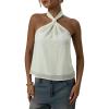 image:imageMakeMeChic Womens Tie Back Halter Tops Sheer Swiss Dots Knot Backless Sleeveless TankApricot