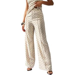 image:imageMakeMeChic Womens Polka Dots High Waist Dress PantsWork Office Wide Leg TrousersBlack and White