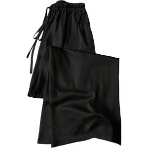 image:imageMakeMeChic Womens Satin Wide Leg Pants Silk Drawstring Elastic Waist Long TrousersBlack