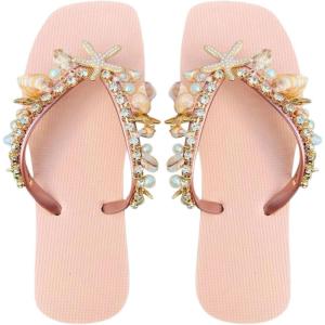image:imageMakeMeChic Womens Seashell Starfish Summer Beach Shoes Open Toe Boho Flip Flops Flat SandalsPink Starfish
