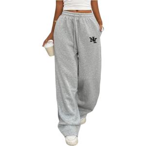 image:imageMakeMeChic Womens Straight Leg Drawstring Sweatpants Slant Pocket Baggy Sports PantsLight Grey