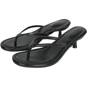 image:imageMakeMeChic Womens Suede Kitten Heels Sandals Thong Open Toe Flip Flop Heeled Sandals Vacation Party Summer ShoesBlack B