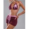 image:imageMAKEMECHIC Womens 2 Piece Summer Swimsuit Starfish Halter Bikini Top and Drawstring Coverup Shorts SetRed Violet