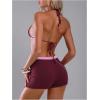 image:imageMAKEMECHIC Womens 2 Piece Summer Swimsuit Starfish Halter Bikini Top and Drawstring Coverup Shorts SetRed Violet