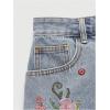 image:imageMAKEMECHIC Womens Floral Jean Shorts High Waist Embroidery Raw Hem Denim ShortBlue