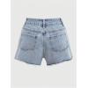 image:imageMAKEMECHIC Womens Floral Jean Shorts High Waist Embroidery Raw Hem Denim ShortBlue