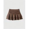 image:imageMAKEMECHIC Womens Summer A Line Ruffle Tiered Skirt Shorts Zip Up Ruched Y2K SkortsBrown