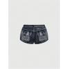 image:imageMAKEMECHIC Womens Y2k Rhinestone Jean Shorts Low Waist Embroidery Punk Denim ShortsBlue