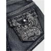 image:imageMAKEMECHIC Womens Y2k Rhinestone Jean Shorts Low Waist Embroidery Punk Denim ShortsBlue