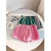 image:imageMakeMeChic Womens 2 Pack Striped Running Shorts Summer Track Workout Athletic ShortsStriped Green Pink