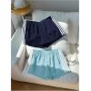 image:imageMakeMeChic Womens 2 Pack Striped Running Shorts Summer Track Workout Athletic ShortsStriped Light Blue