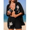 image:imageMakeMeChic Womens Beach Cover Up Shorts Tropical Swimsuit Coverups Vacation Outfit Resort WearBlack