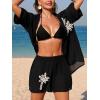 image:imageMakeMeChic Womens Beach Cover Up Shorts Tropical Swimsuit Coverups Vacation Outfit Resort WearBlack