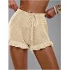 image:imageMakeMeChic Womens Beach Vacation Crochet Cover Up Shorts Drawstring Ruffle Swimsuit CoverupsApricot