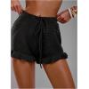 image:imageMakeMeChic Womens Beach Vacation Crochet Cover Up Shorts Drawstring Ruffle Swimsuit CoverupsBlack