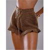 image:imageMakeMeChic Womens Beach Vacation Crochet Cover Up Shorts Drawstring Ruffle Swimsuit CoverupsBrown
