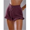 image:imageMakeMeChic Womens Beach Vacation Crochet Cover Up Shorts Drawstring Ruffle Swimsuit CoverupsBurgundy