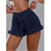 image:imageMakeMeChic Womens Beach Vacation Crochet Cover Up Shorts Drawstring Ruffle Swimsuit CoverupsDark Blue