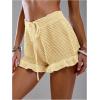 image:imageMakeMeChic Womens Beach Vacation Crochet Cover Up Shorts Drawstring Ruffle Swimsuit CoverupsLight Yellow