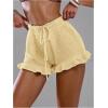 image:imageMakeMeChic Womens Beach Vacation Crochet Cover Up Shorts Drawstring Ruffle Swimsuit CoverupsLight Yellow