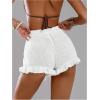 image:imageMakeMeChic Womens Beach Vacation Crochet Cover Up Shorts Drawstring Ruffle Swimsuit CoverupsWhite