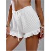 image:imageMakeMeChic Womens Beach Vacation Crochet Cover Up Shorts Drawstring Ruffle Swimsuit CoverupsWhite