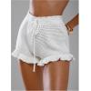 image:imageMakeMeChic Womens Beach Vacation Crochet Cover Up Shorts Drawstring Ruffle Swimsuit CoverupsWhite
