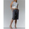 image:imageMakeMeChic Womens Bermuda Shorts Dressy Tailored Pants Knee Length Low Waisted Shorts Office Business Fall ShortsGrey